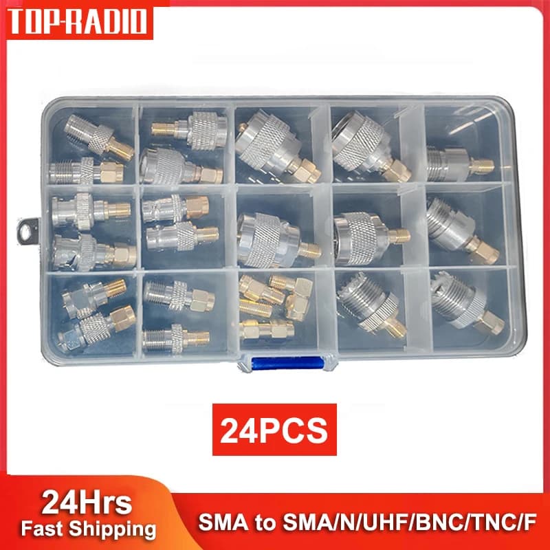 24PCS SMA RF Koaxial Adapter Kit SMA M/F zu TNC UHF BNC N F Männlich Weiblich koaxialkabel Stecker WiFi Radio Antenne Konverter Set