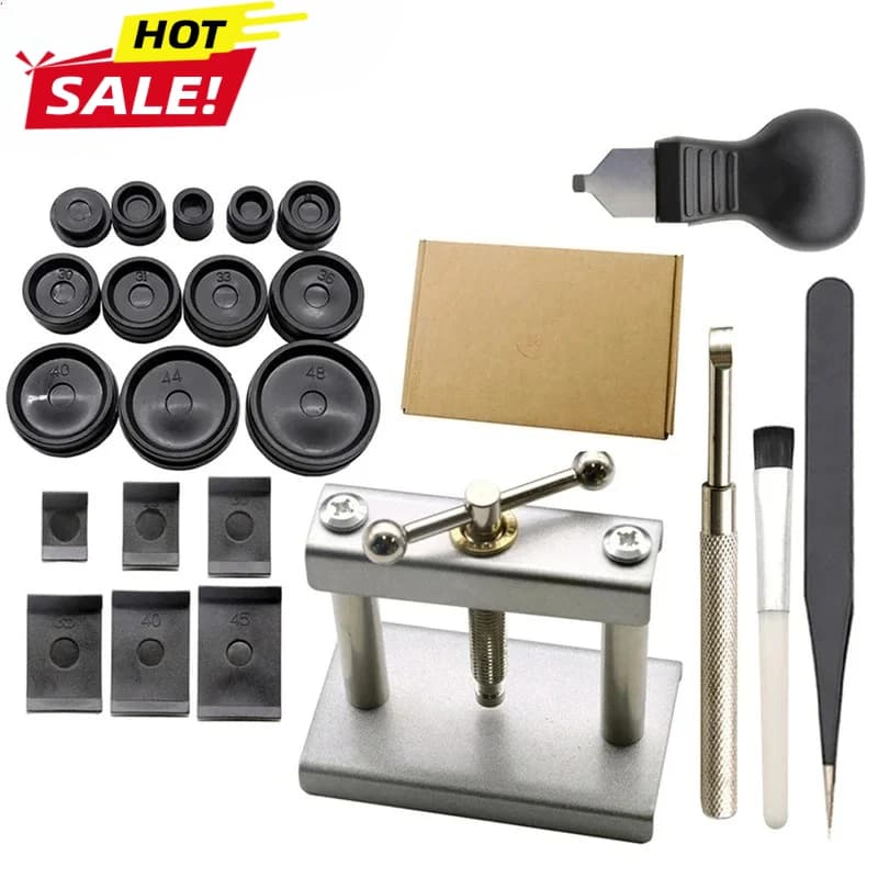 23PCS Professionelle Uhr Presse Set Uhr Zurück für FALL Schließen Werkzeug & Fitting Stirbt Uhr Reparatur Werkzeug sterben Kit für Uhrmacher