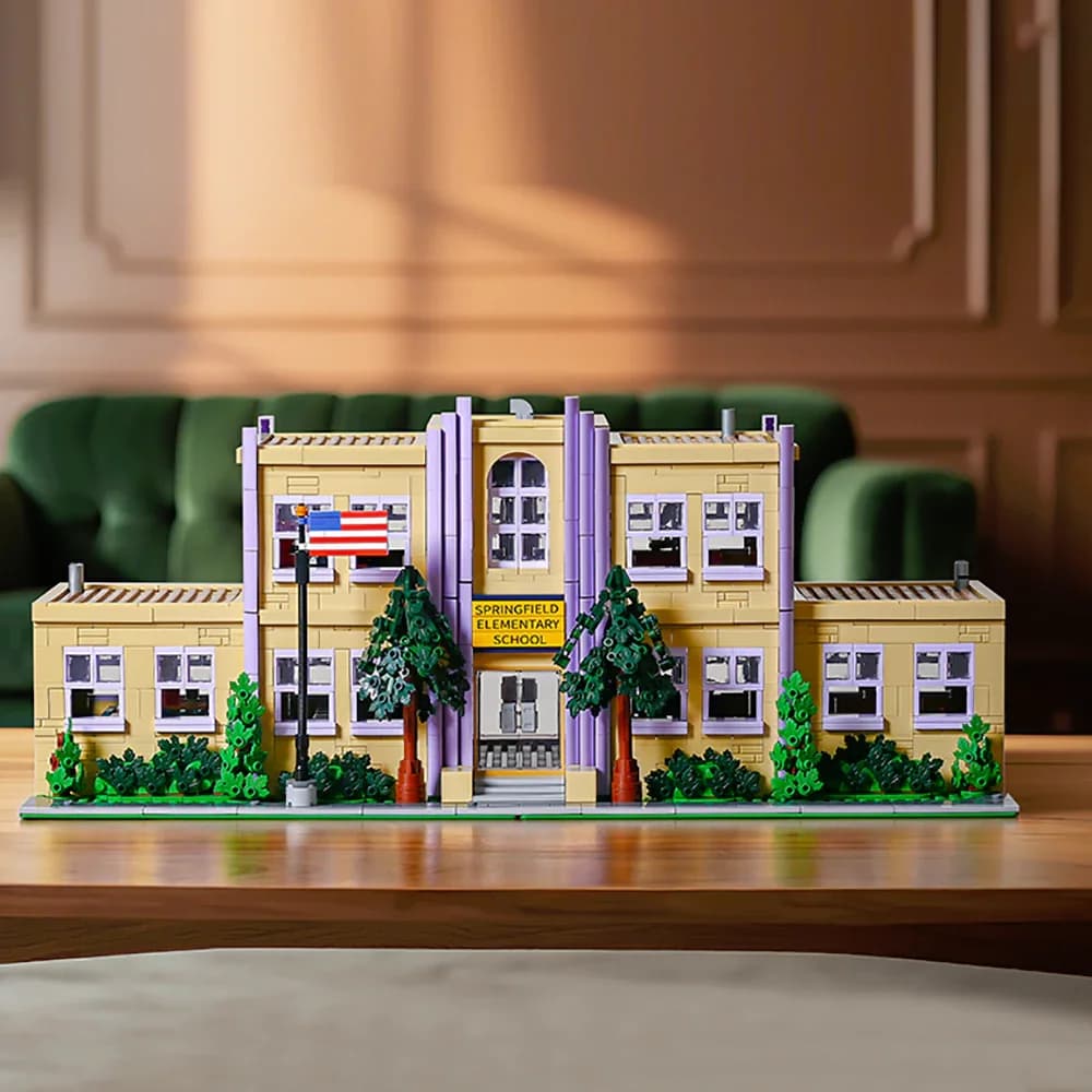 Klemmbausteine Haus 3500 Teile Springfield Grundschule Architecture Häuser Bausteine Modell Bausatz,Kreativität Anime Street View Modulare