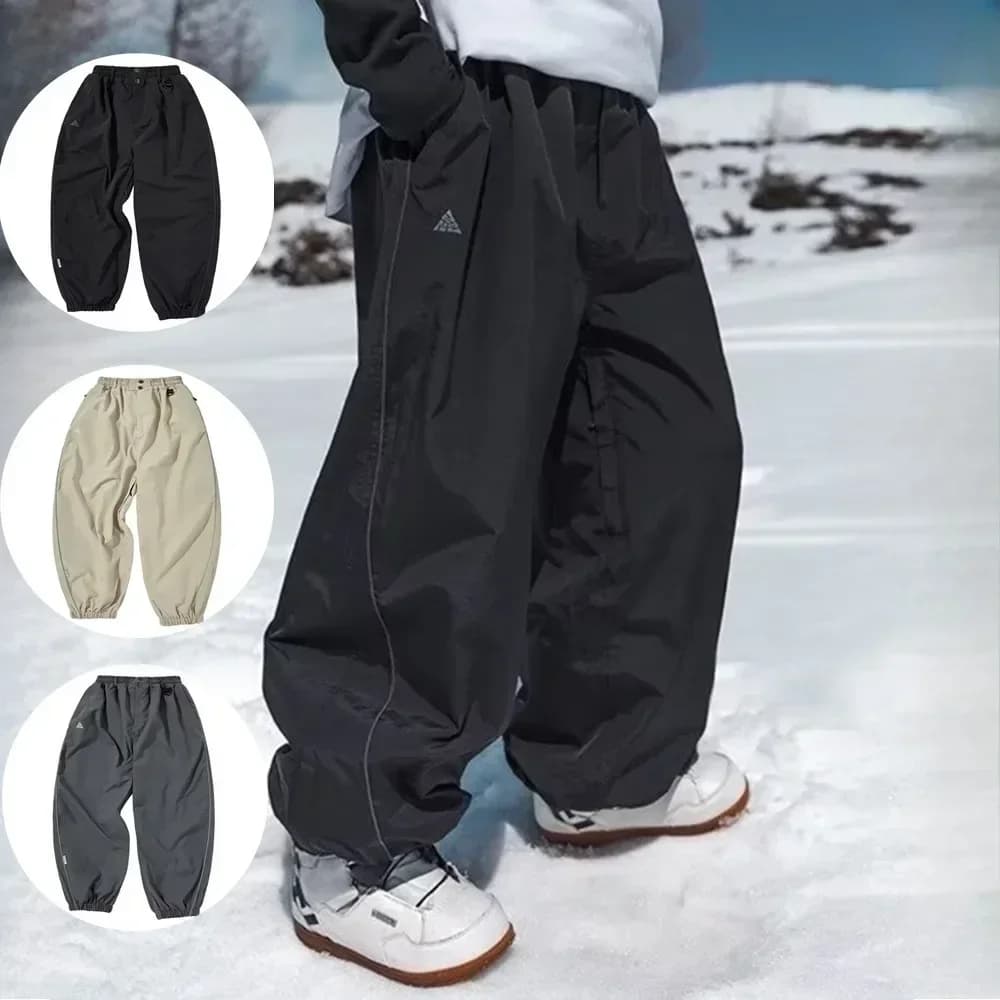 Modische Single-Board-Skihose Lässige High-Waist-Hose mit Weitem Bein Wasserdicht Verschleißfest Professionelle Double-Board-Skihose