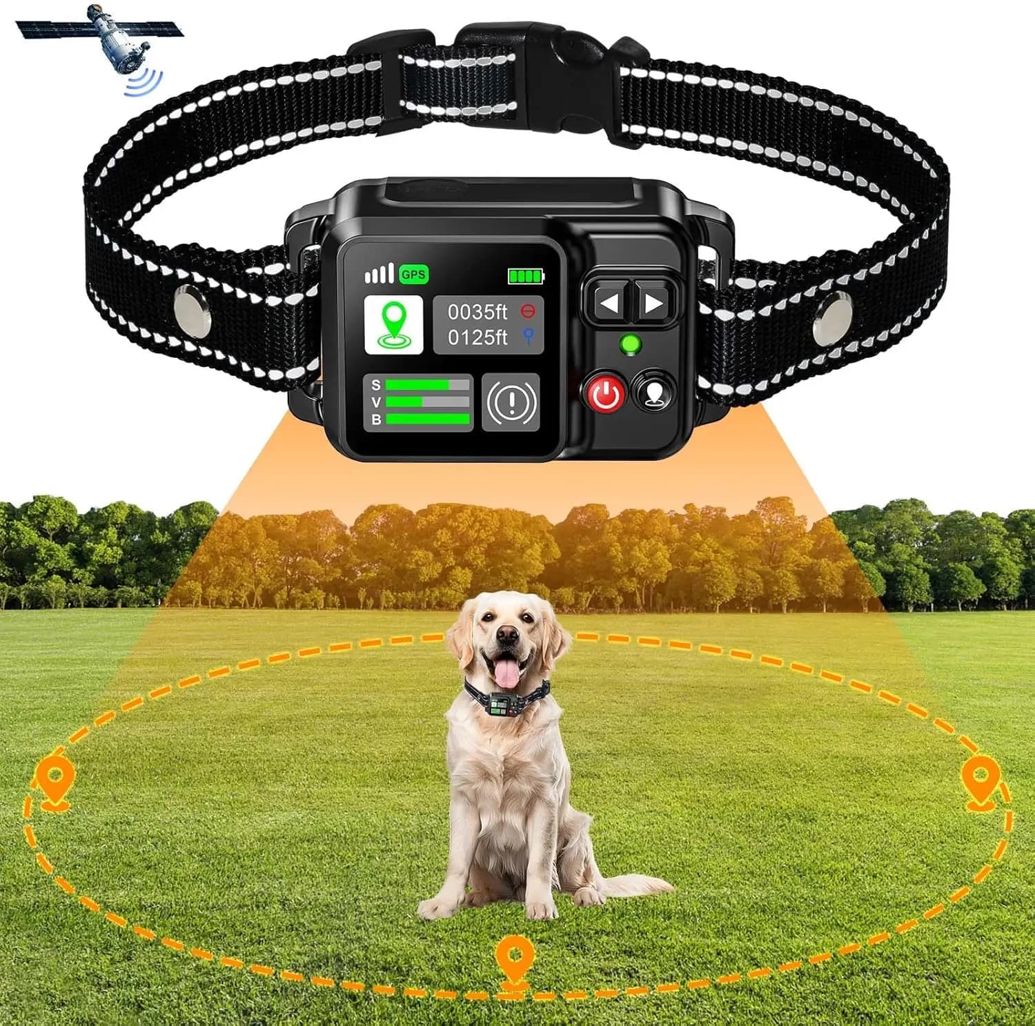 GPS Drahtloses Hundezaun-System - Elektrische Hundezaunlösung mit GPS-Satellitentechnologie, Haustierzaun-System mit einer Reichweite von 15~2000m