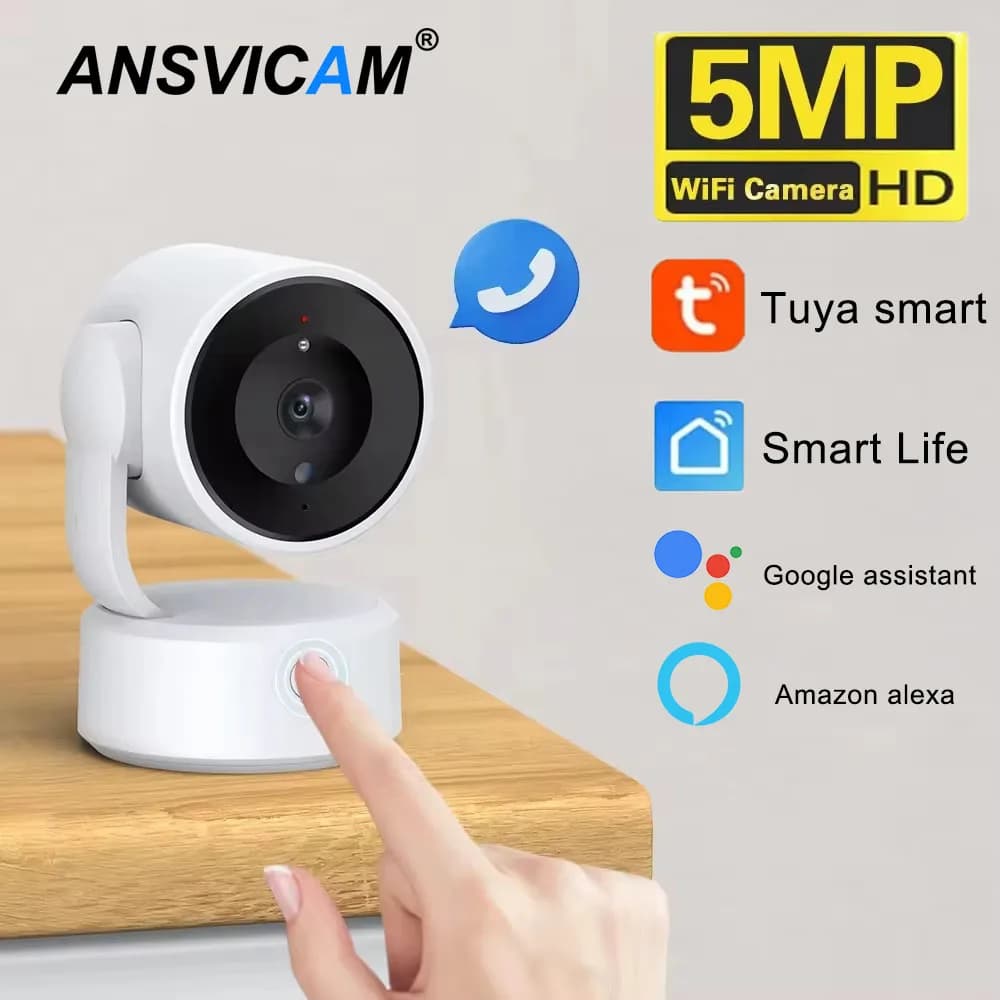 WIFI Tuya Kamera Indoor 5MP Babyphone Zwei-Wege-Gespräch 4X Zoom PTZ 360 °    Überwachungskameras unterstützen Alexa Google Smart Life