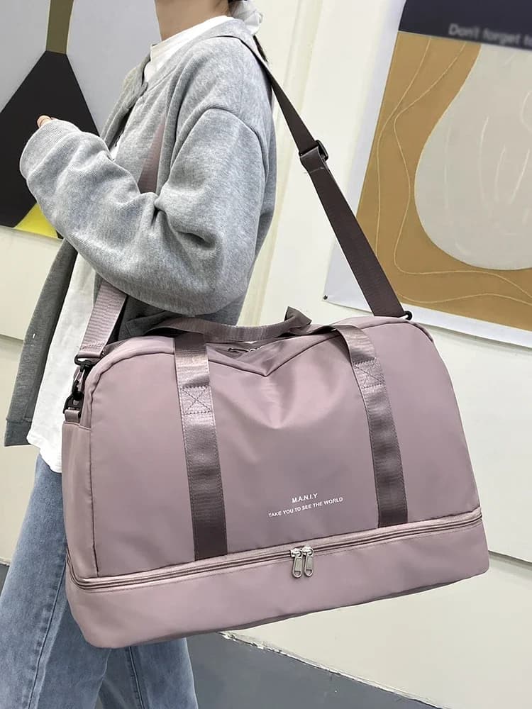 Erweiterbare Reisetasche für Damen, Sporthandtasche, Fitnesstasche, großes Fassungsvermögen, Wochenend-Übernachtungstasche mit einer Schulter