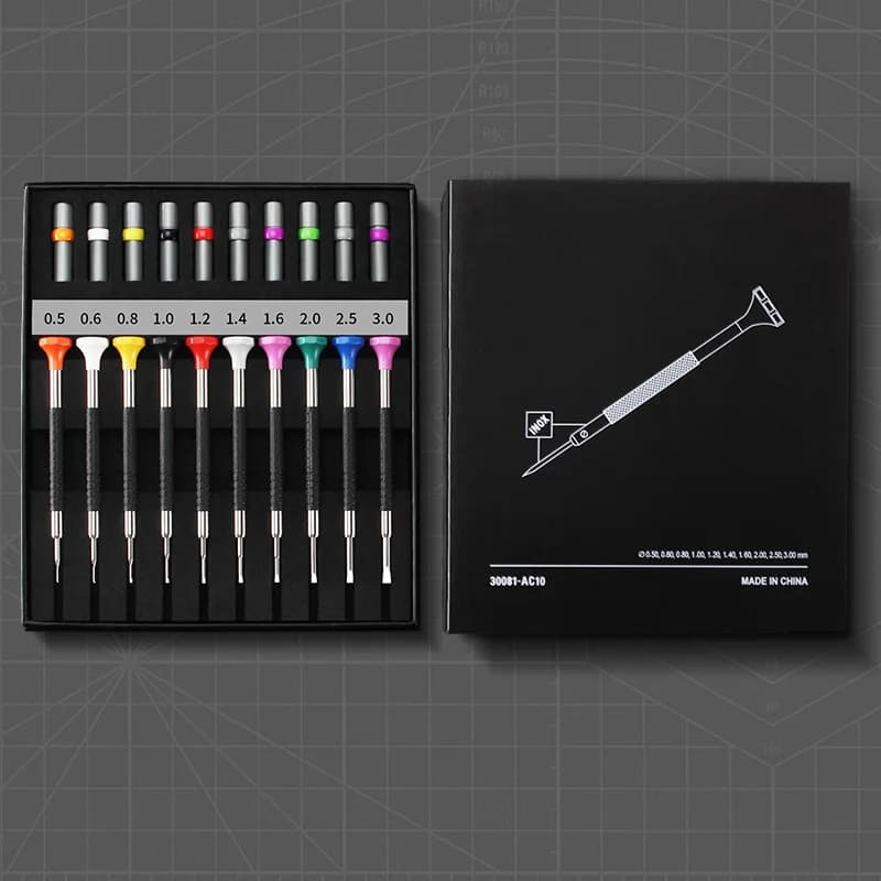 Neues Präzisions-Uhrenschraubendreher-Set, 10-teilig, 0,5–3,0 mm, einteilige Kreuzschlitz-Handschraubendreher für Uhren, Brillen,