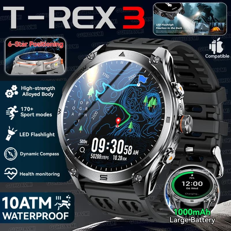 2025 neue Outdoor Militär GPS Sport Smart Uhr Männer Integrierte Dual-Band GNSS Kompass Höhenmesser 10 ATM Bluetooth anruf Smartwatch