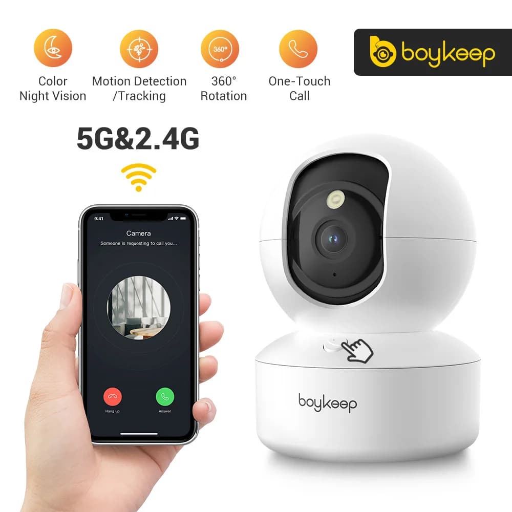 BoyKeep 3MP 5G/2,4 GHz WiFi Indoor Home Security IP Smart Baby Monitor Kamera Automatische Tracking 24/7 Video Überwachung Kamera