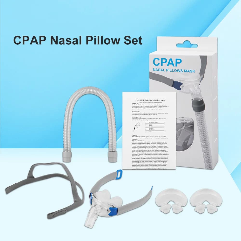 Cpap Nasenkissen-Maske, universelle Schlafapnoe-Nasenmaske mit Kopfbedeckung für Cpap und Bipap-Maske mit S/M/L, 3 Größen Silikonkissen
