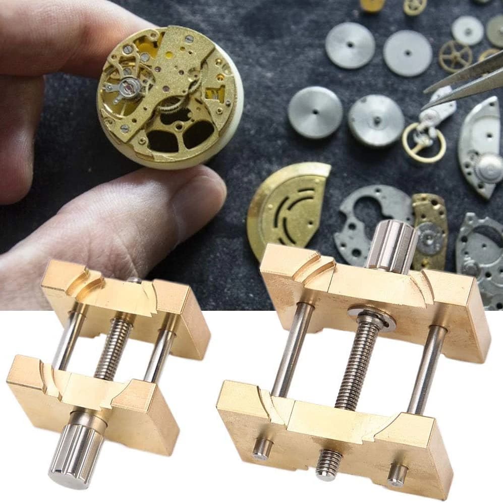 2 Stücke Messing Uhrwerk Halter Feste Basis Multifunktion für Uhrmacher Uhr Klemme Uhren Reparatur Werkzeuge