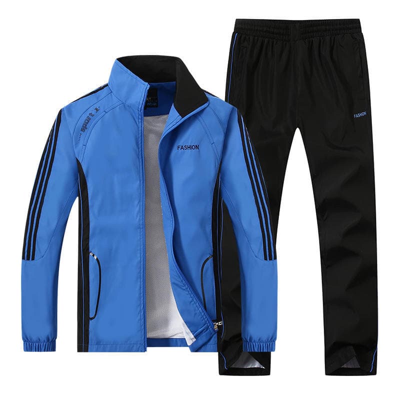 Plus Größe 5XL Polyester Trainingsanzug Männer Sportswear Sporting Set Männer Jacke + Hosen 2PCS cm blau