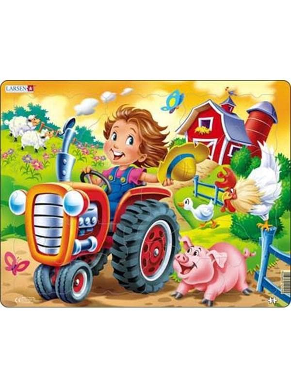 Larsen Puzzles Puzzle Child on tractor - 15 pieces Maxi (36.5x28.5 cm) Boden