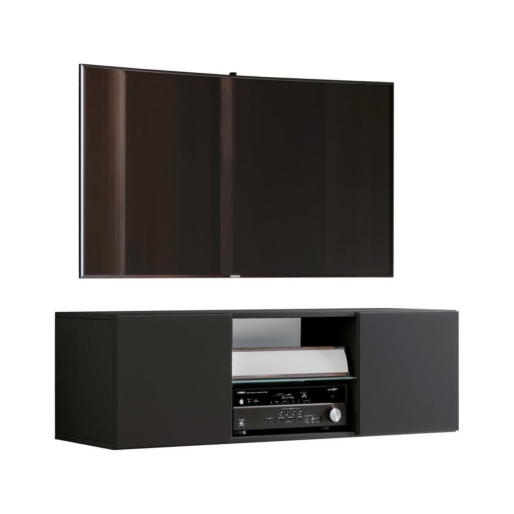 Mid.you , Schwarz , Glas , 1 Fächer , 115x40x36 cm , hängend, in verschiedenen Holzdekoren erhältlich , Wohnzimmer, TV-Möbel, TV- & Lowboards