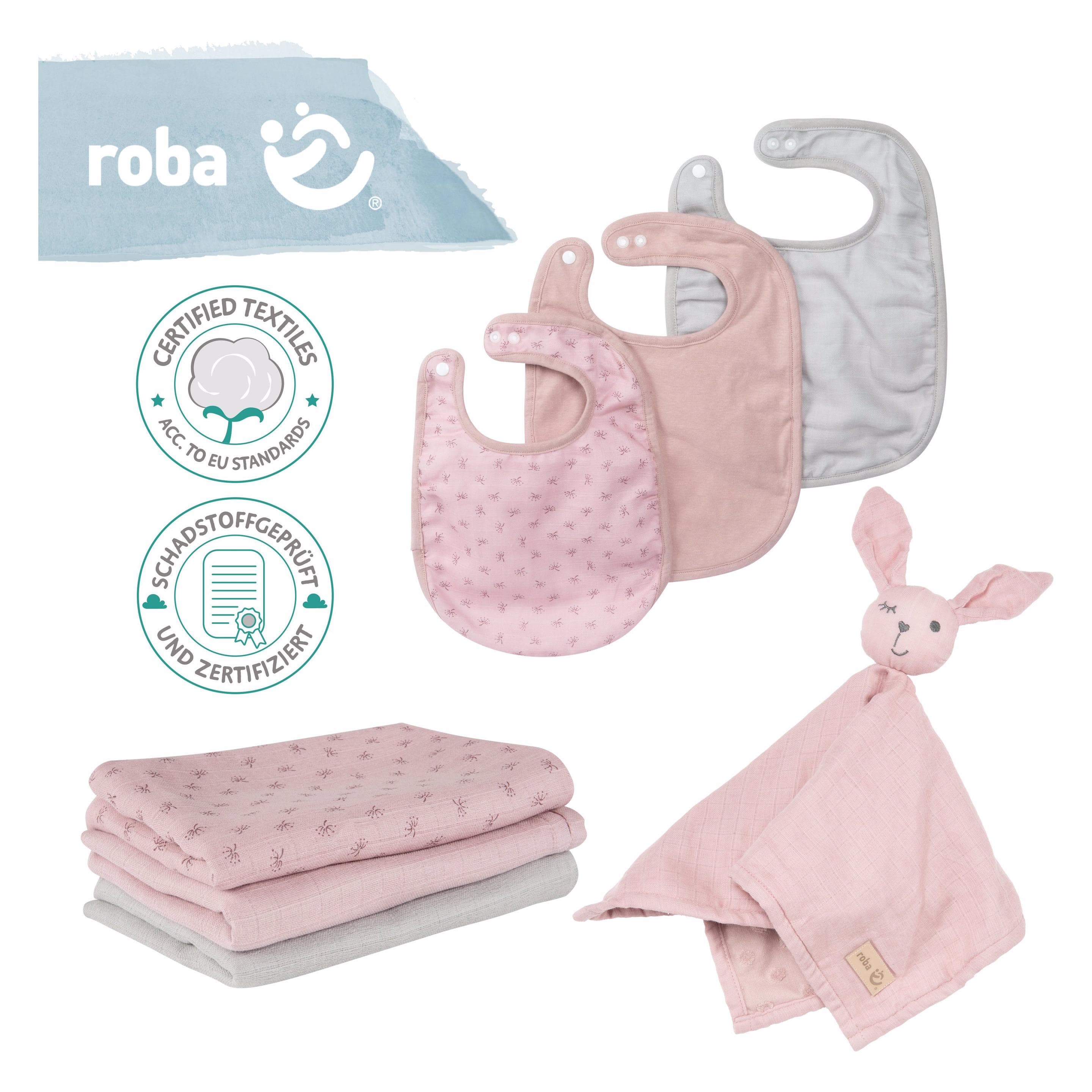 Roba, Lätzchen, Geschenkset Baby Essentials Lil Planet rosa (0 Monate)