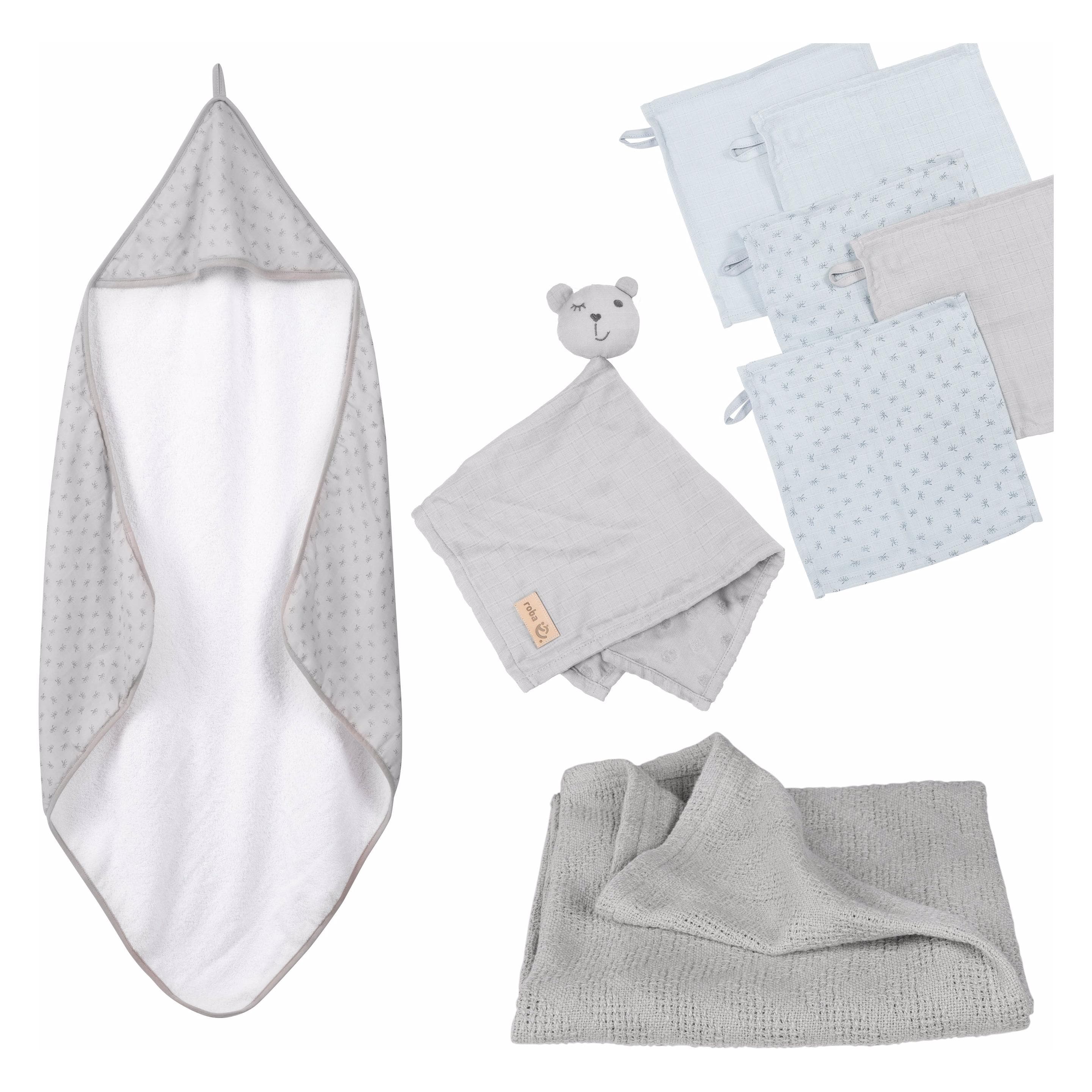 Roba, Schmusetuch, Geschenkset Babypflege Lil Planet grau
