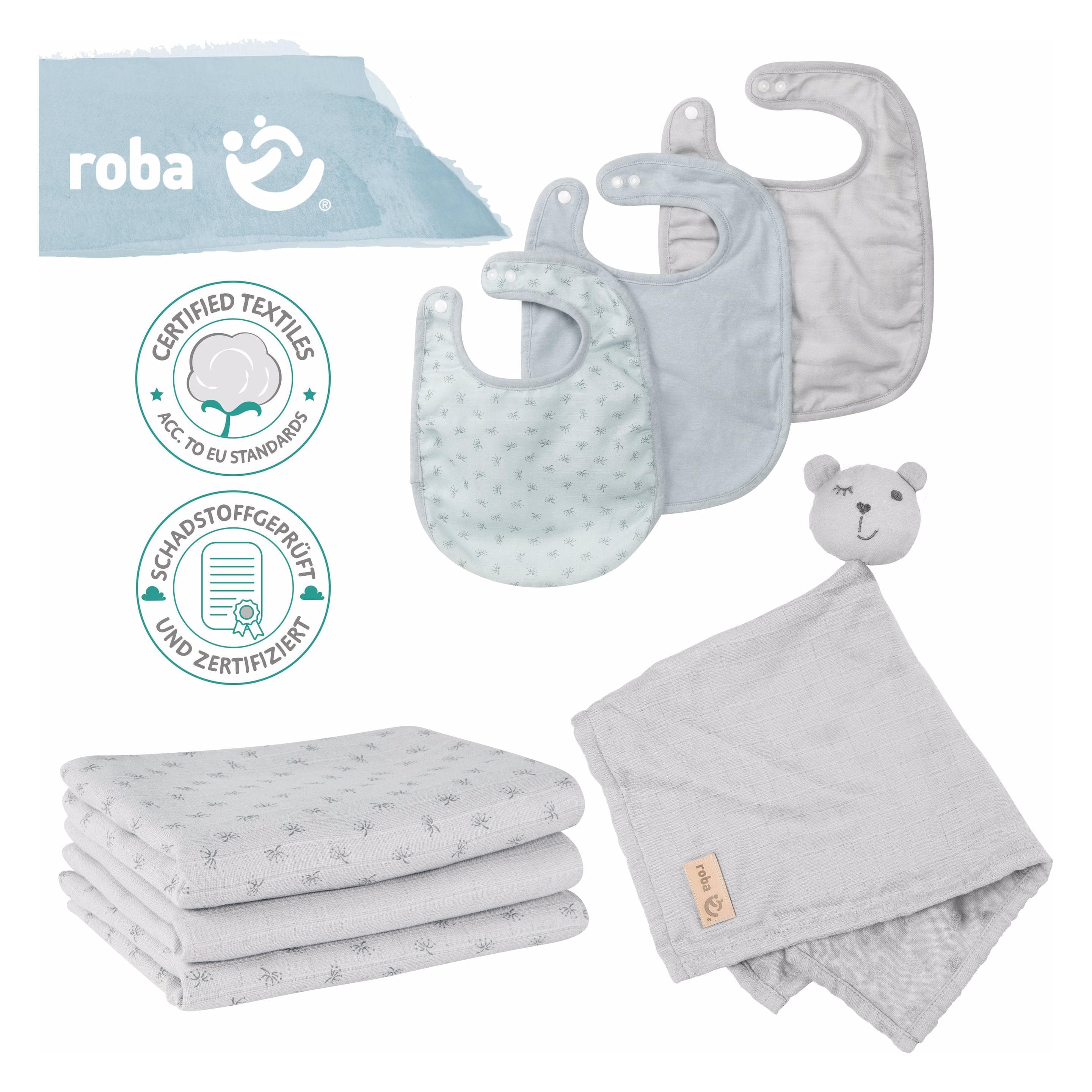 Roba, Lätzchen, Geschenkset Baby Essentials Lil Planet grau