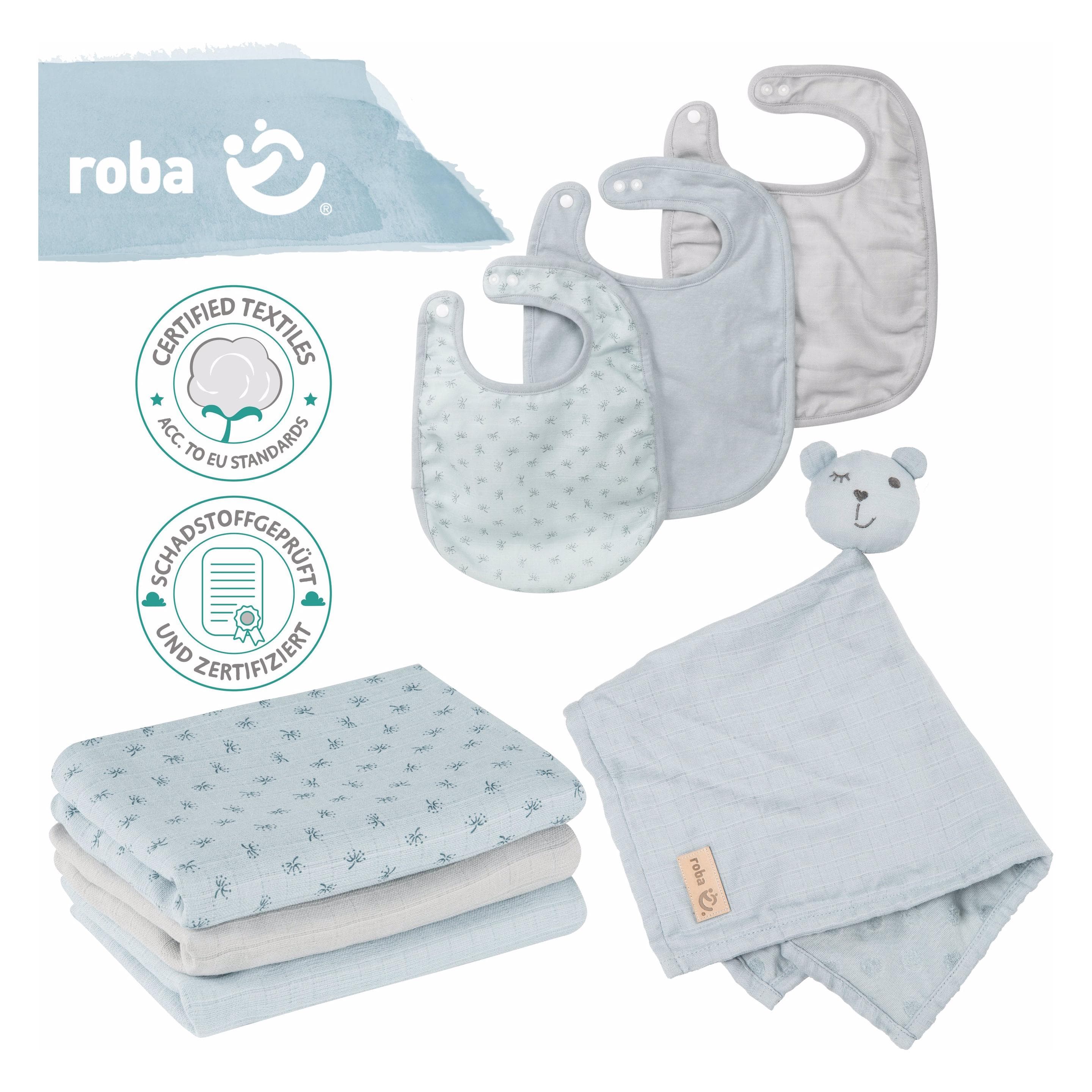 Roba, Lätzchen, Geschenkset Baby Essentials Lil Planet türkis