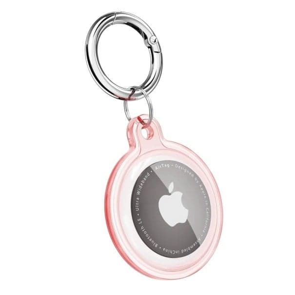 Wasserdichter transparenter TPU Halter für Schlüssel und Halsband mit Verlustschutz für Apple AirTag für Hunde Katzen Haustiere rosa