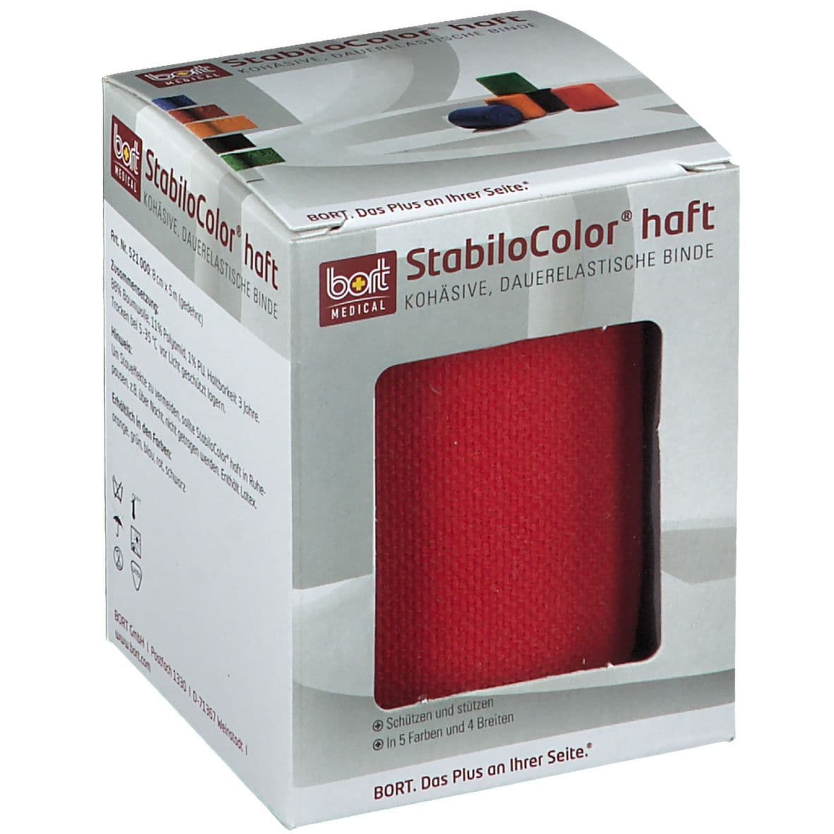 Bort StabiloColor® haft Binde 8 cm rot Binden 1 St