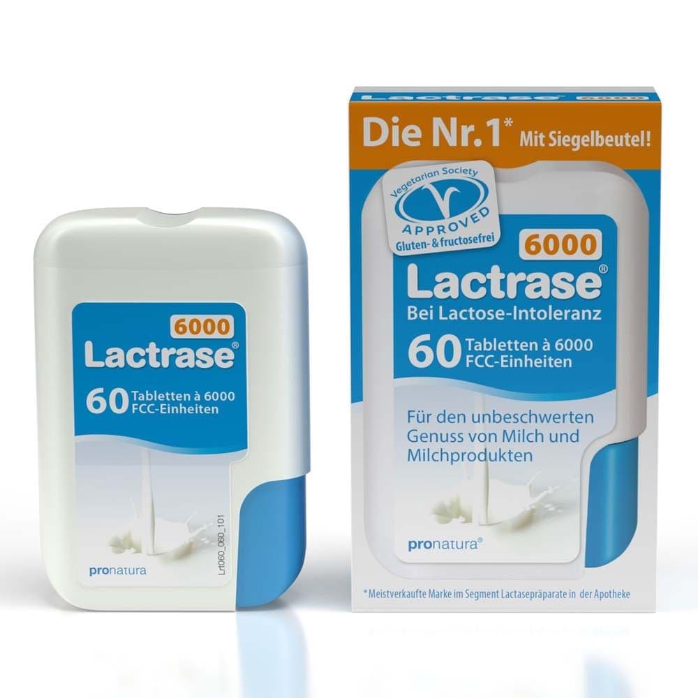 Lactrase® 6,000 - Laktase Mini Tabletten bei Laktoseintoleranz, Klickspender 60 St