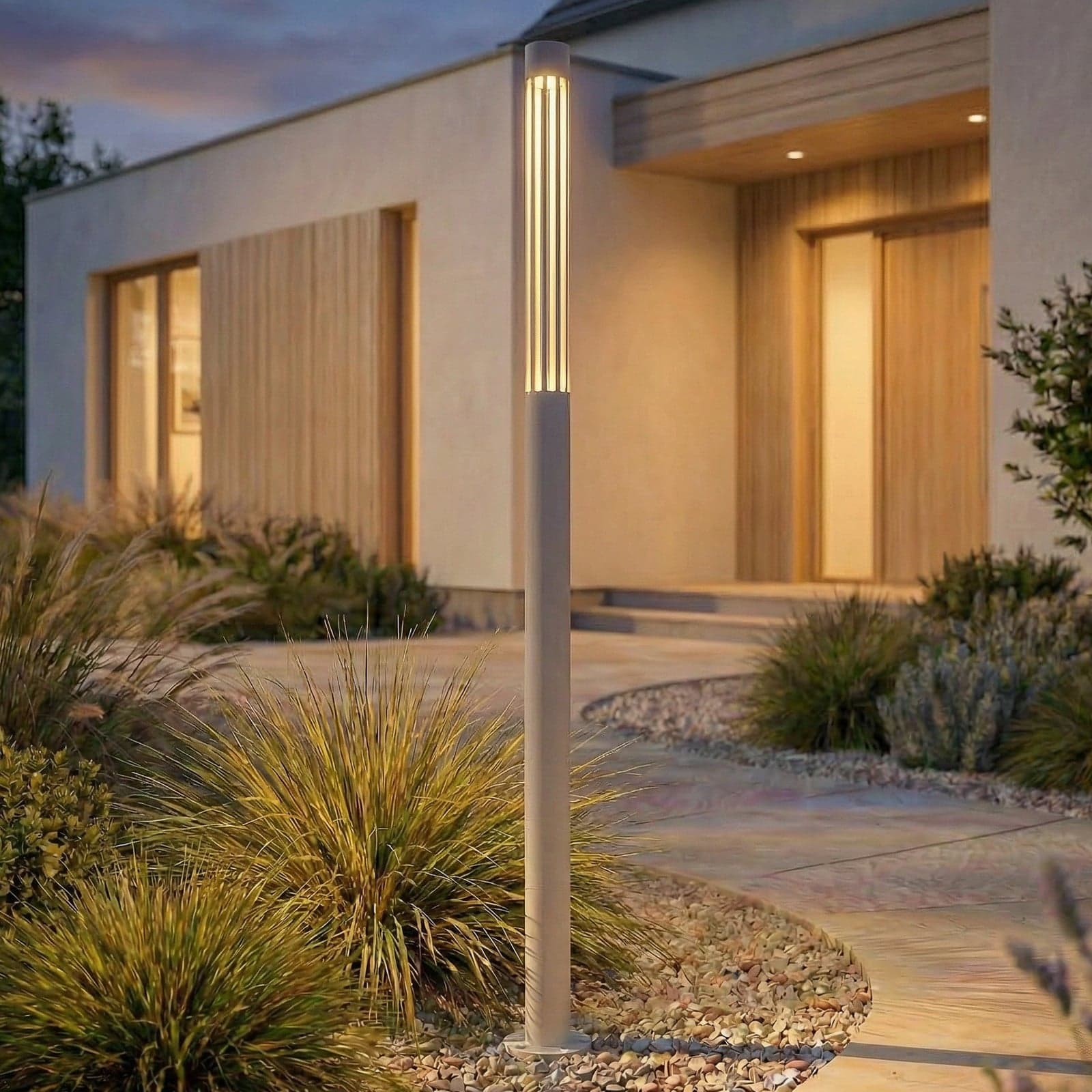 Fjorya LED-Wegeleuchte, steingrau, Höhe 90 cm, IP65 Lindby - Terrasse - Modern - Aluminium - Einflammig