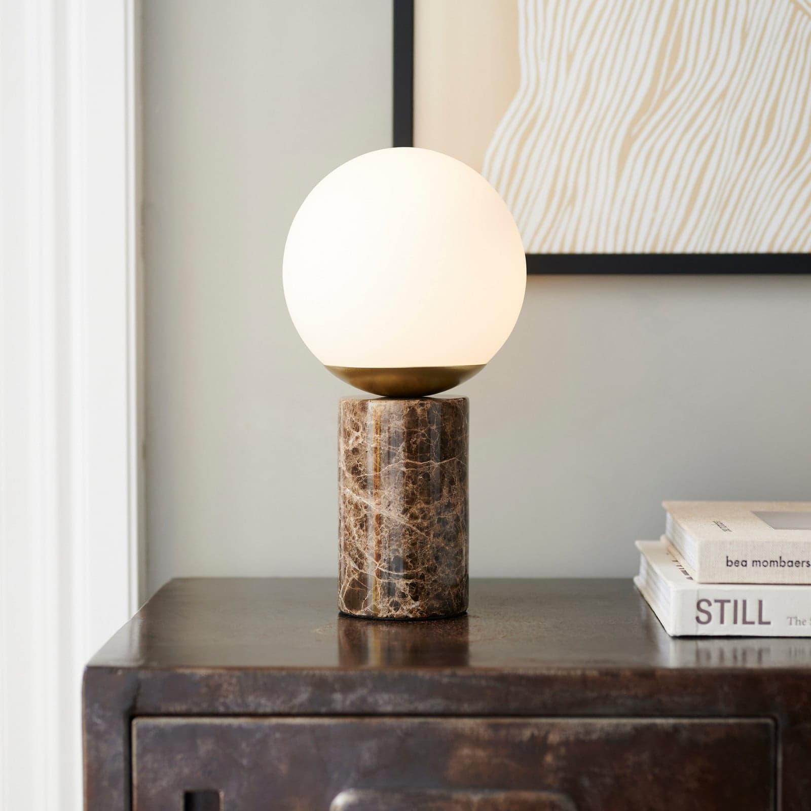 Lilly Tischleuchte Brown/Marble Lilly Marble Nordlux - Wohnzimmer - Stein - Einflammig
