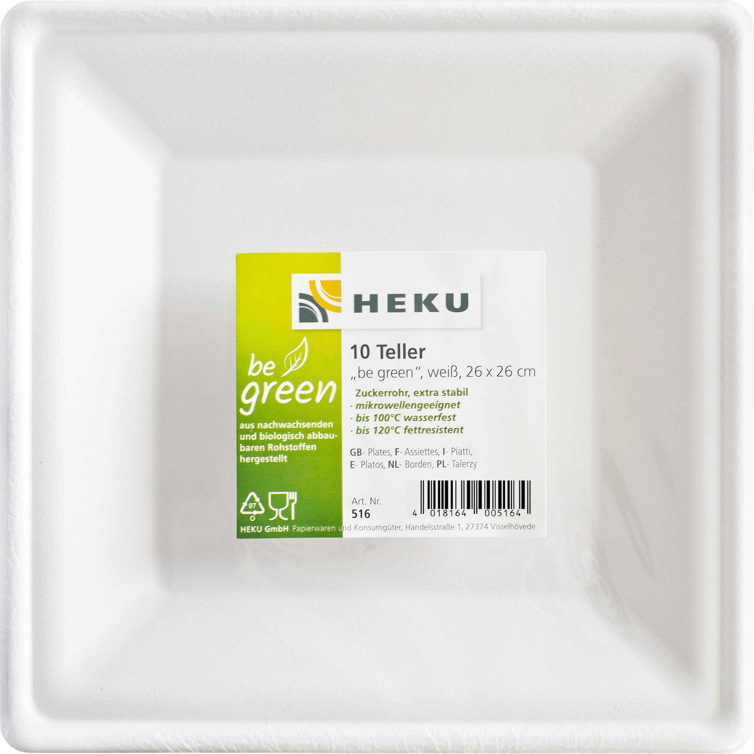 Heku, Einweggeschirr, Be green Einwegteller quadratisch (10x)