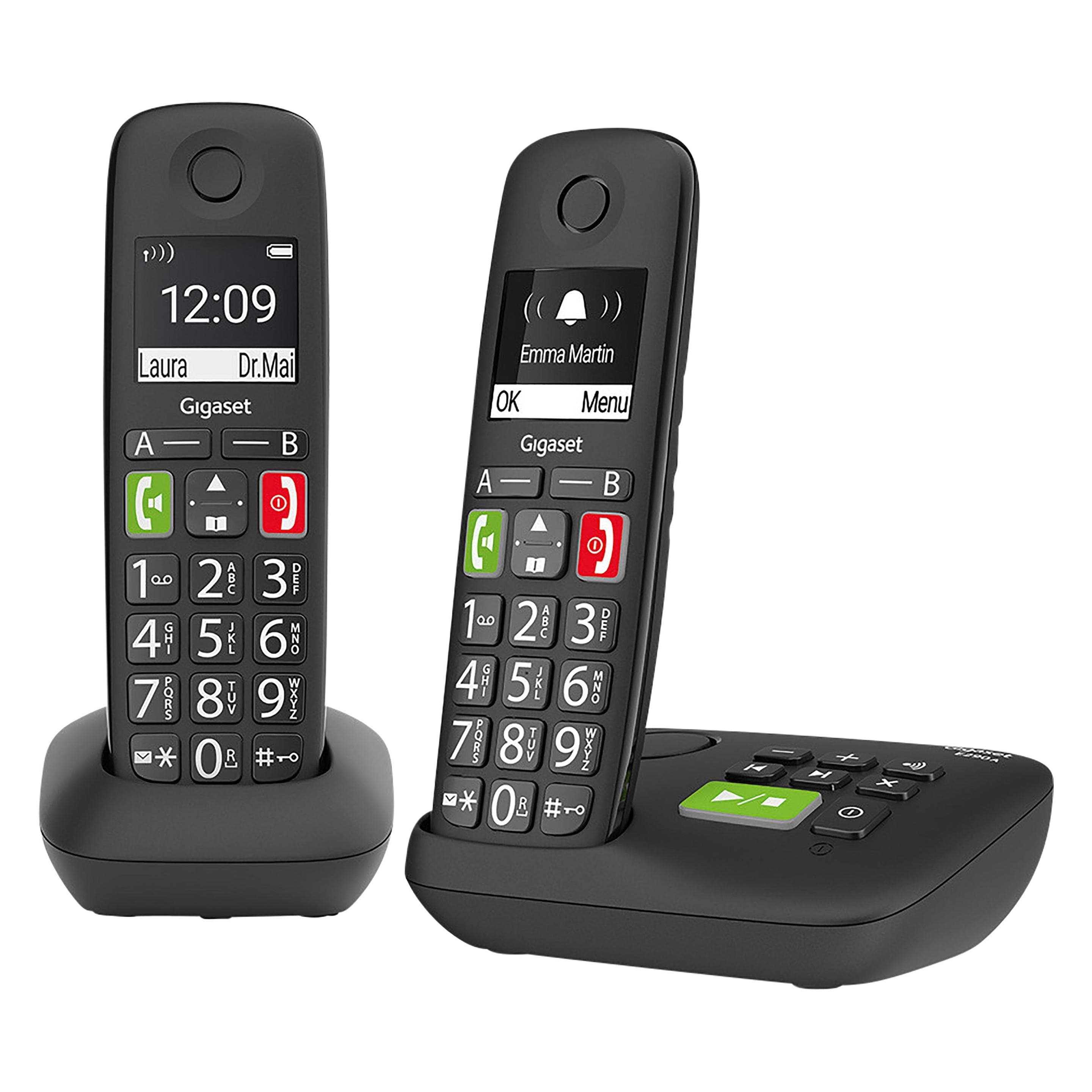 Gigaset E290A Duo (DE-Version), Telefon, Schwarz