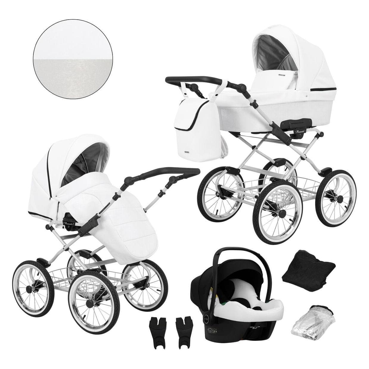 Kunert, Kinderwagen, Romantic Retro Kombikinderwagen inkl. Autositz Cosmo, Farbe ROM16, Gestell grau