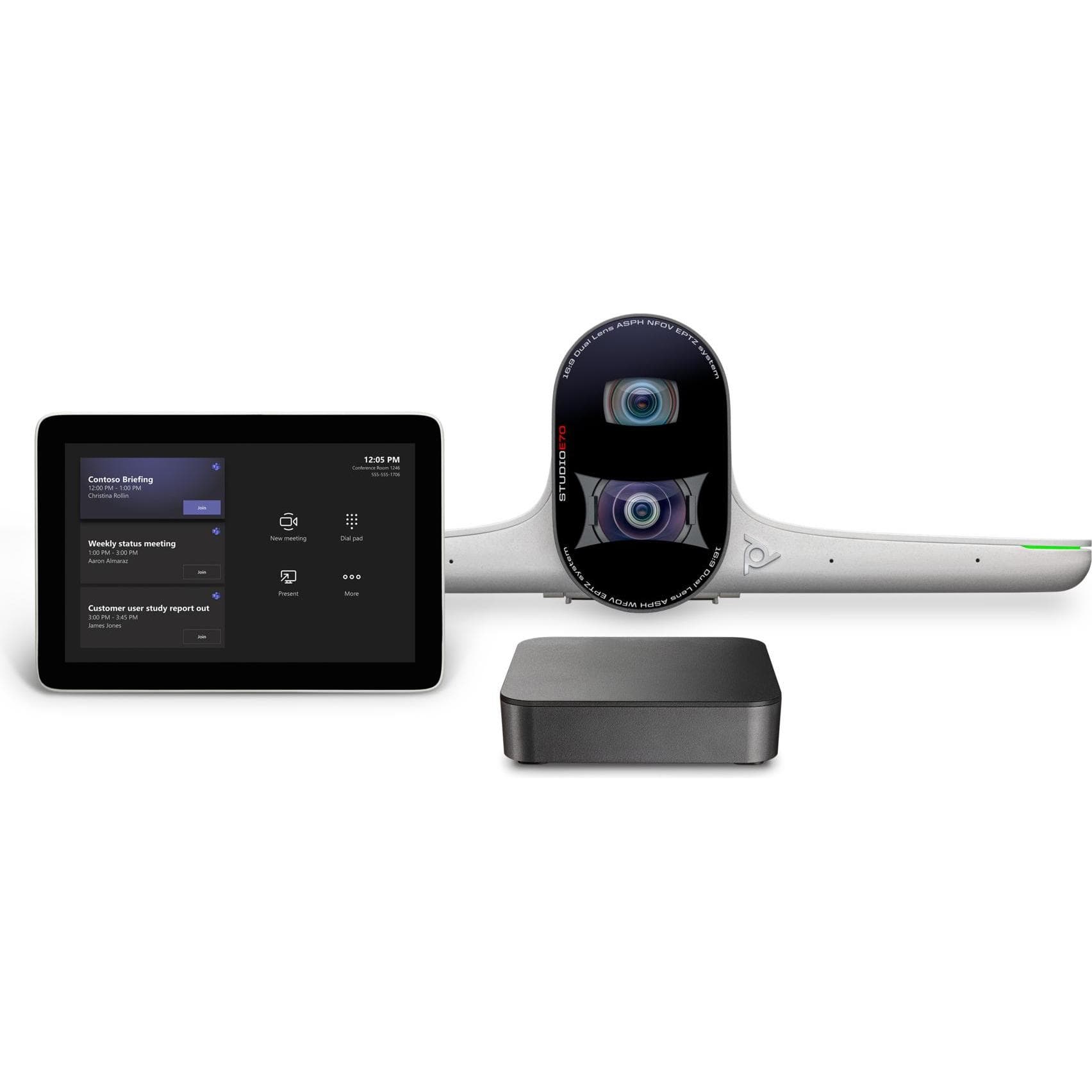 Poly Large Room Kit incl. E70 camera, GC8 touch controller, Cable, USB3. to C, 2 x Pwr, Konferenzgerät, Weiss, Schwarz