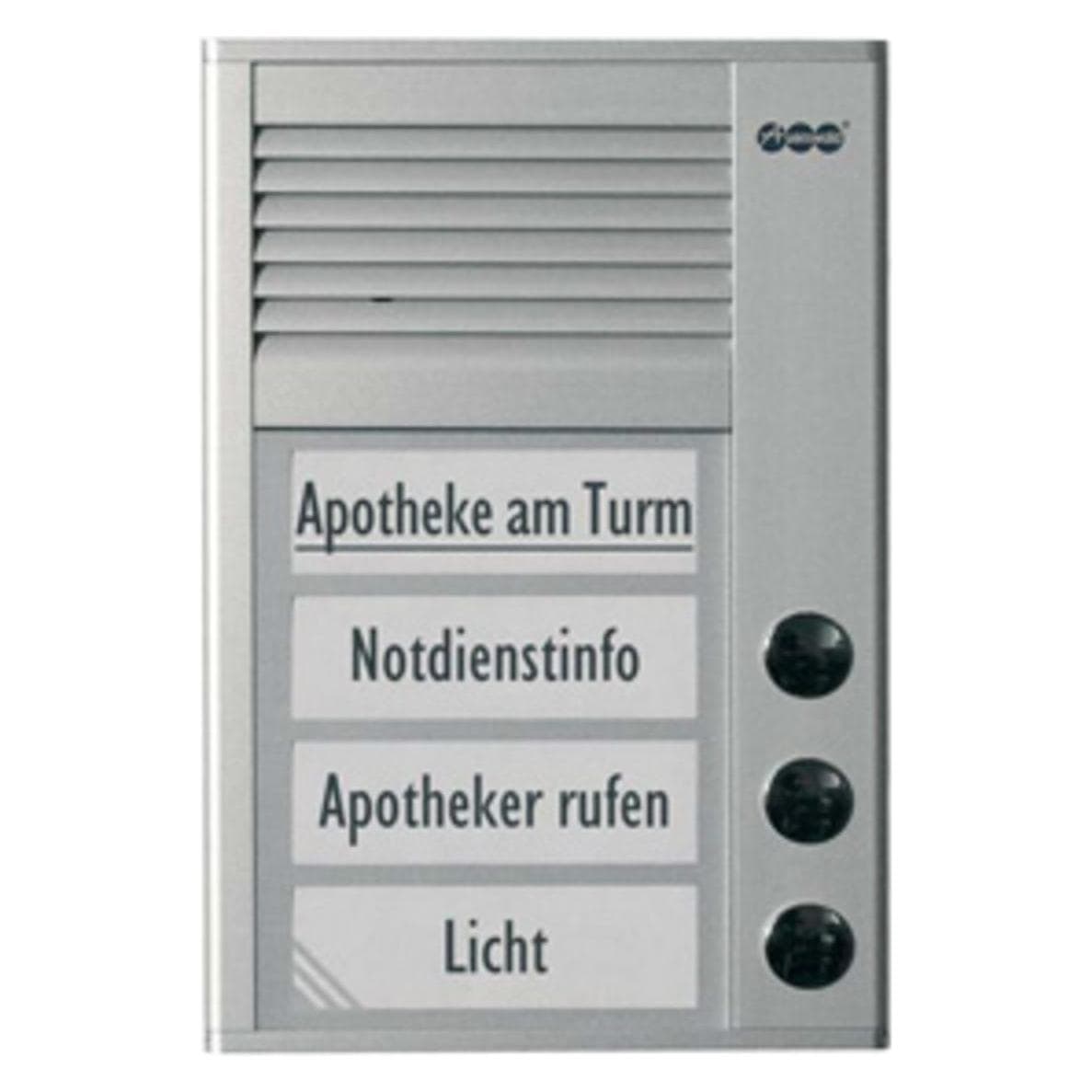 Auerswald, Klingel + Türsprechanlage, TFS-Dialog 203 fuer a/b-Nebenstellenanschluss / 3 Klingeltaster / Slim-Line-Gehaeuse / Aluminiump...