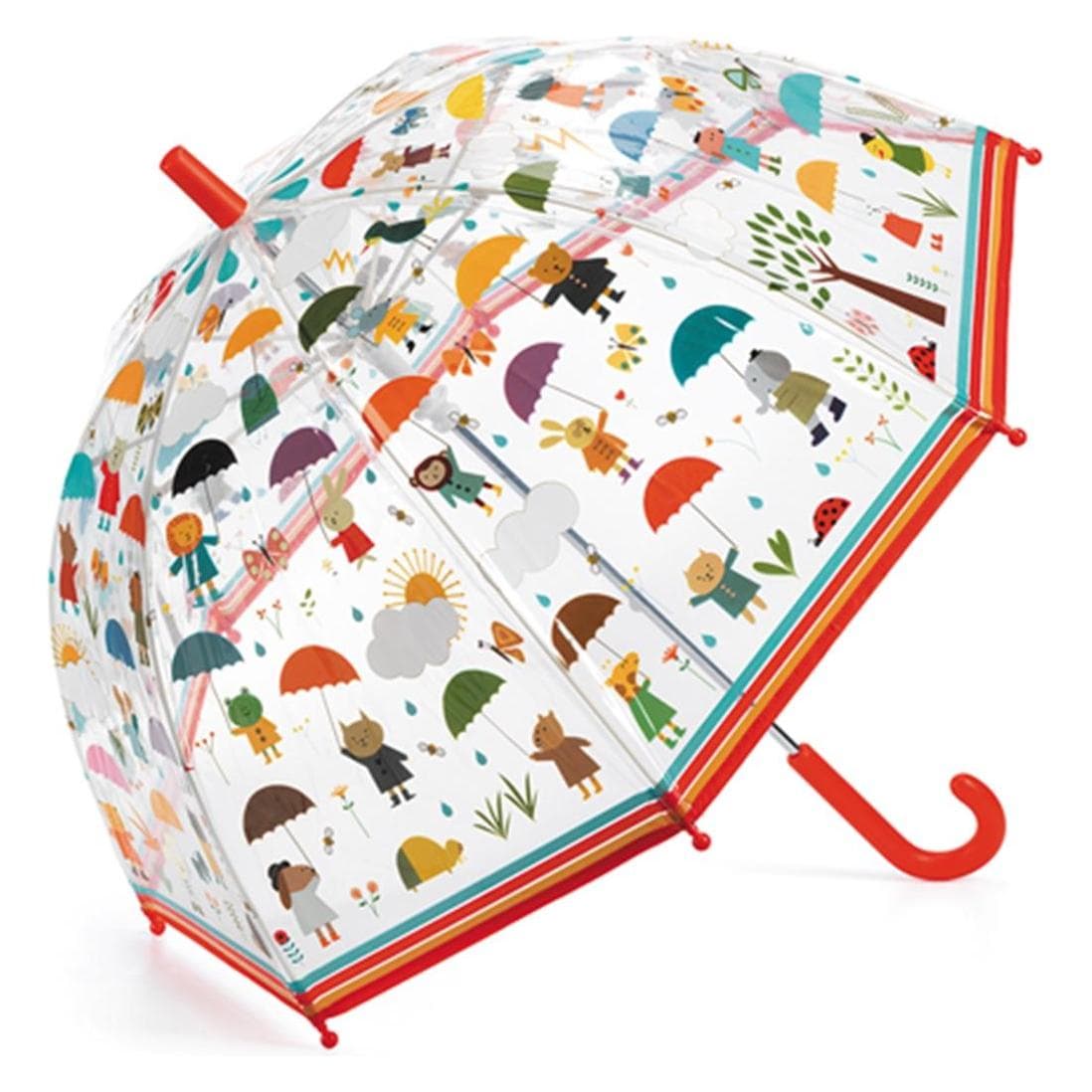 Djeco, Unisex, Regenschirm, Regenschirm Tiere 70x68cm, Mehrfarbig