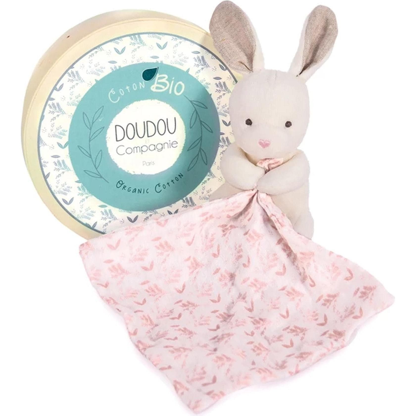 Doudou et Compagnie, Schmusetuch, Bio Hase mit Schmusetuch,rosa 15cm