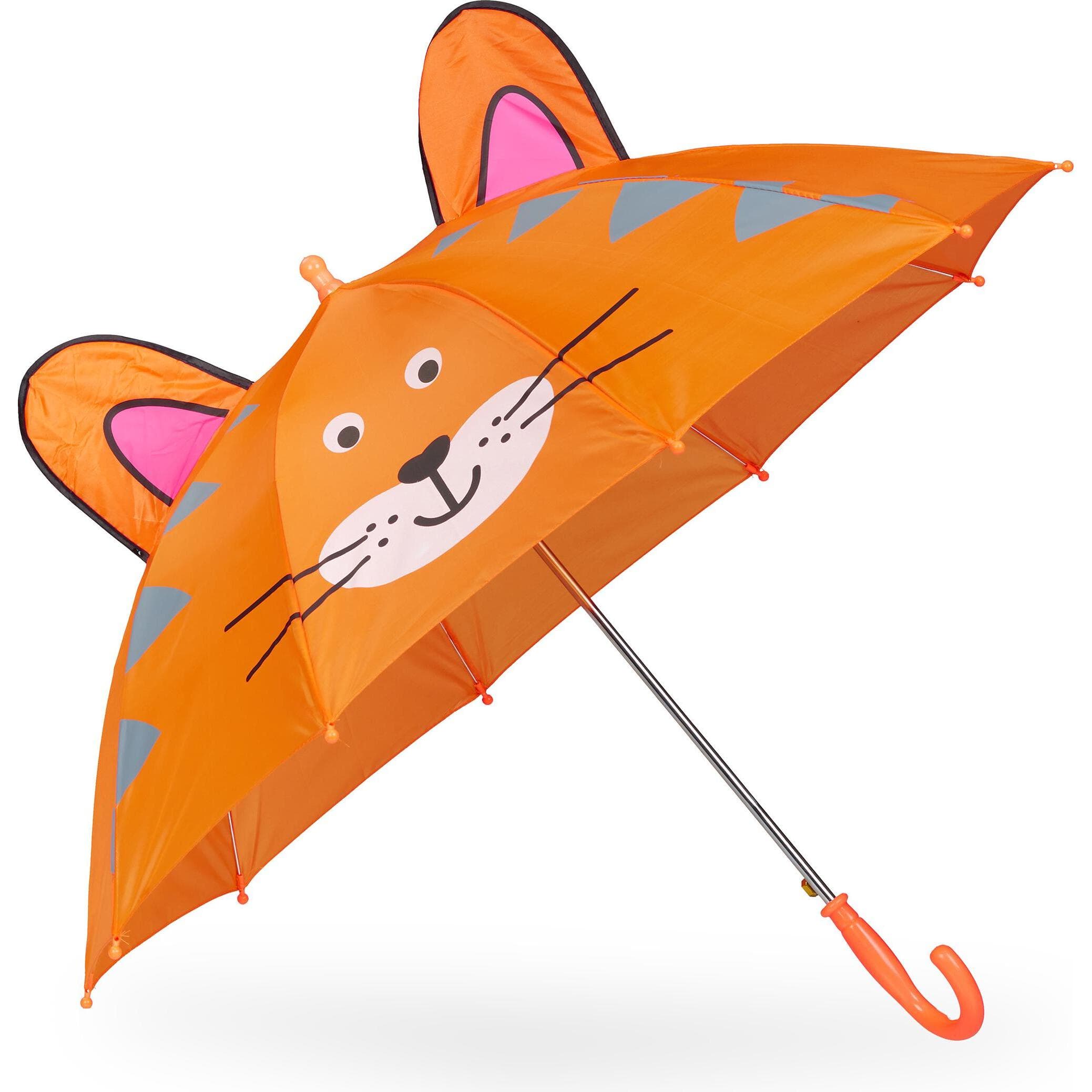 Relaxdays, Mädchen, Regenschirm, Kinder-Regenschirm, Orange
