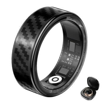 SY02 Kohlenstofffaser-Muster Smart Ring - Größe: 17.4mm - Schwarz